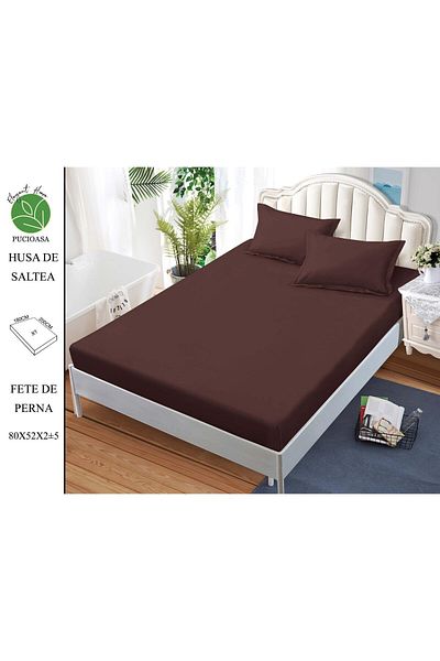 FIONNA.RO Elasticated Duvet Cover and Pillowcases in Finet UNI 180x200cm - Brown