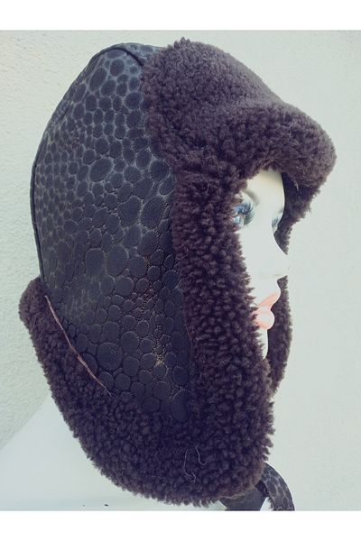 hoaryage 100% истинска пилотска шапка от агнешка кожа с уши от овча кожа