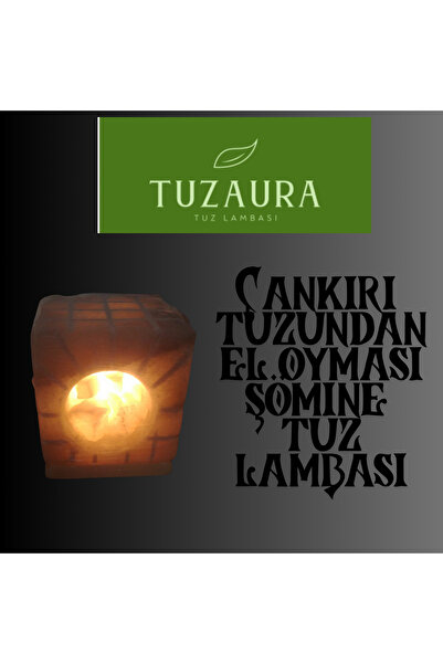 HALL BREATHE Gri şömine model tuz lambası, şık ve doğal dekoratif aydınlatma seçeneği