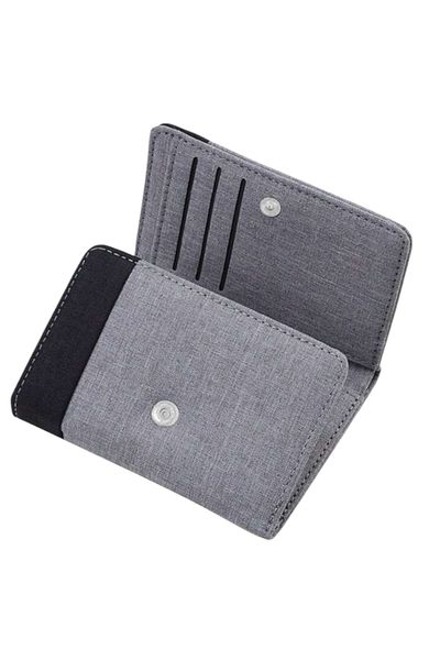 OEM Compact trifold canvas wallet, contrast design, Grey