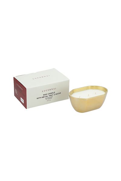 Generic 4 Wicks Wax Candles With Metal Tray - 13*20*9.5 cm