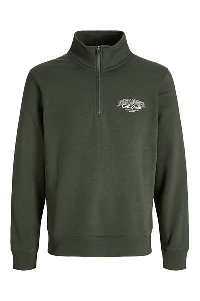 Jack & Jones Men's Khaki Jjmakoto Halfzip Sweat Sweatshirt 12278608-Duffelbag
