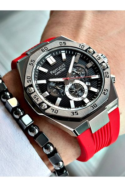 Ferrucci Original Design Watch with Functional Silicone Cord Men's Wristwatch Bracelet Gift