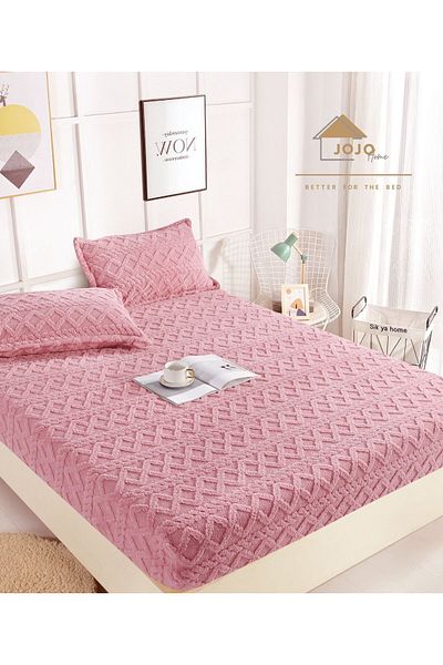 FIONNA.RO Elasticated Cover and Knitted Pillowcase 180x200cm - Pink