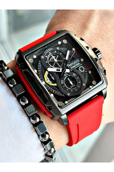 Ferrucci Original Design Watch with Functional Silicone Cord Men's Wristwatch Bracelet Gift