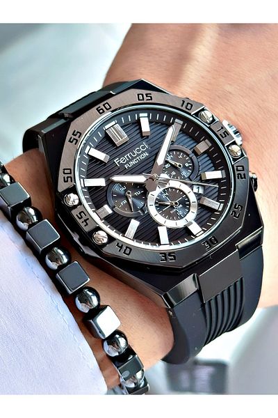 Ferrucci Original Design Watch with Functional Silicone Cord Men's Wristwatch Bracelet Gift