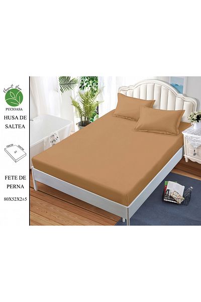 FIONNA.RO Elasticated Duvet Cover and Pillowcases in Finet UNI 180x200cm - Cappuccino