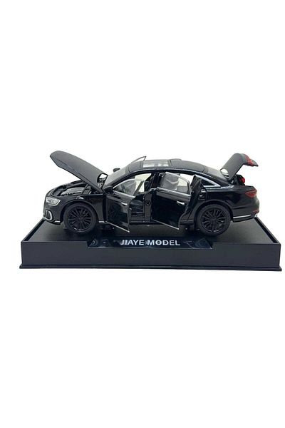 JPT Audi A8L model 1:32 black metal replica lights and sounds, opens doors, hood, trunk