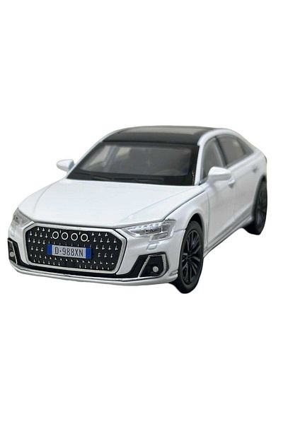 JPT Audi A8L model 1:32 white metal replica lights and sounds, opens doors, hood, trunk