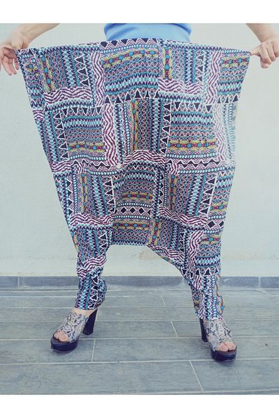 hoaryage Adana Shalwar Viscose Press Fabric, Authentic Bohemian Patterned Shalwar with Pockets 100% Cotton36-48Size