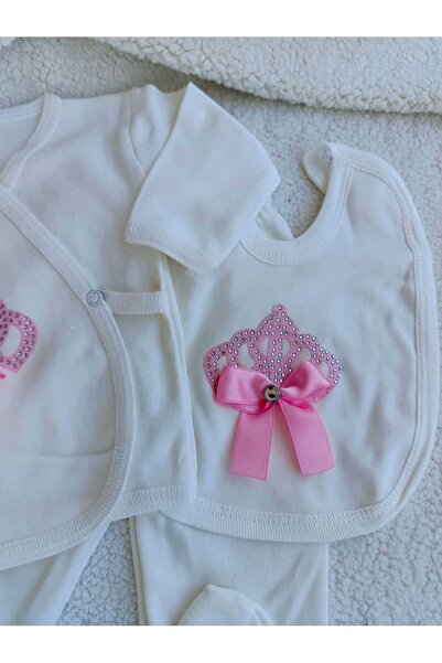 Bilge Trend New Born Baby Crowned Hospital Exit Zibin Set, Baby Gift