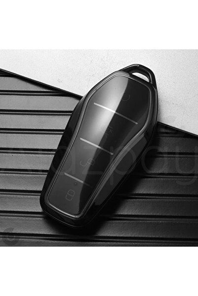 Alazpay Husă pentru chei BYD Atto 3 Seal U, transparentă din TPU (negru transparent 1 bucată)