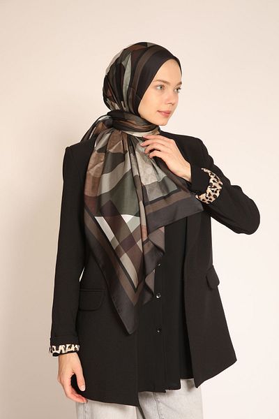 BERCHEM SCARF Kel Double Sided Soft Tone Geometric Pattern Silk Shawl