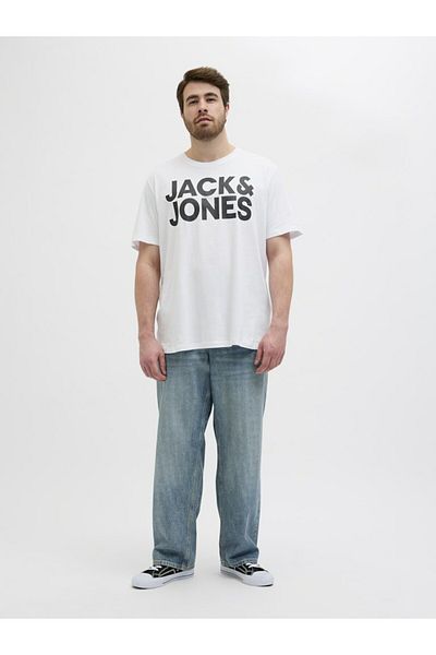 Jack & Jones Plus Men's White2 Jjecorp Logo Tee Ss O-Neck Noos Pls Plus Size T-Shirt 12158505-Whitelarg