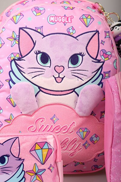 MUGGLE "Dekomus Wet Wipes Gifted" "Sweet and Sparkly Collection" Large Size School Bag, Besl with Thermos