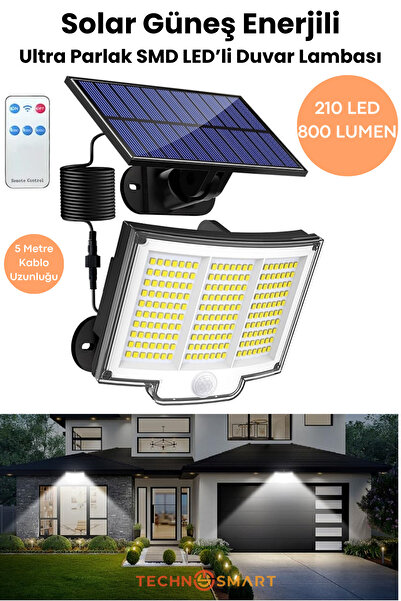 TechnoSmart Solar 220 Led – 5m Kablolu, Ip65, Kumandalı, 3 Modlu, Güneş Enerjili Bahçe Aydınlatma Beyaz Işık