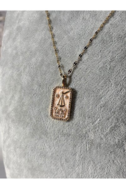 Uzak Işıklar قلادة من الفولاذ برج الميزان حجر الزركون ذهبي