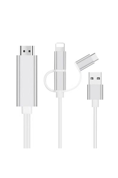 divendi-ro 3in1 Adapter, HDMI to Lightning/MicroUSB/USB-C, 4K Playback, Cable Length 2m