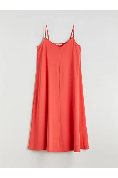 LC Waikiki LCW Vision Rochie roz cu decolteu în V, în formă de A, din amestec modal