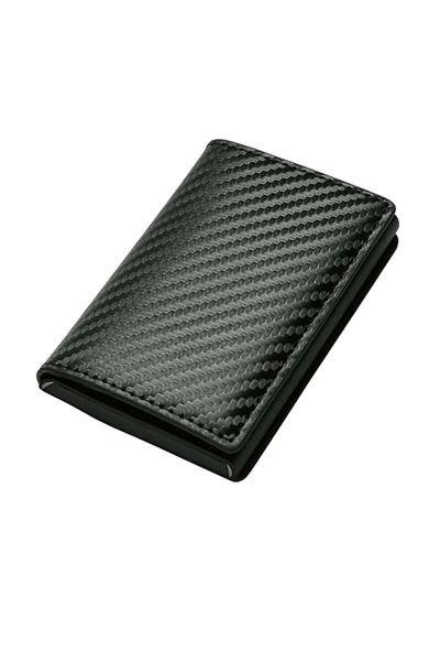 OEM Trifold card wallet, made of aluminum and PU leather, RFID blocking - Carbon