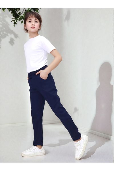Pantulux Girl's Gabardine Elastic School Trousers