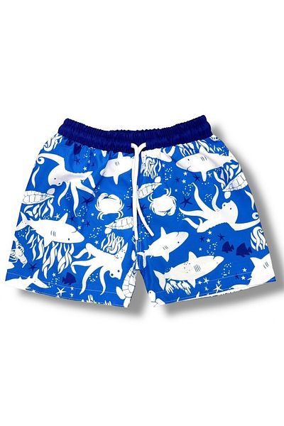 Lolliboomkids New Season Boy's Patterned Printed Waist Lace Shorts Swimwear Mesh Full / Regular Fit