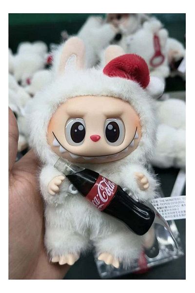 LABUBU Coca-Cola Plush Doll – Pop Mart Edition with Santa Hat (Random Color Surprise Gift)
