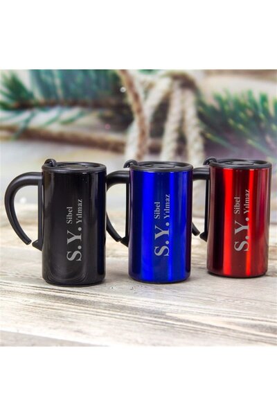 Kalemedair Kişiye Özel Kulplu Çelik Termos Bardak