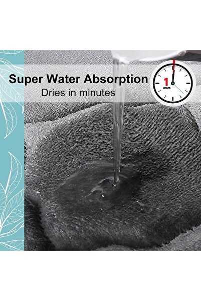 Welora Microfiber bath mat with quick water absorption, Non-slip, Grey - 50 x 40 cm