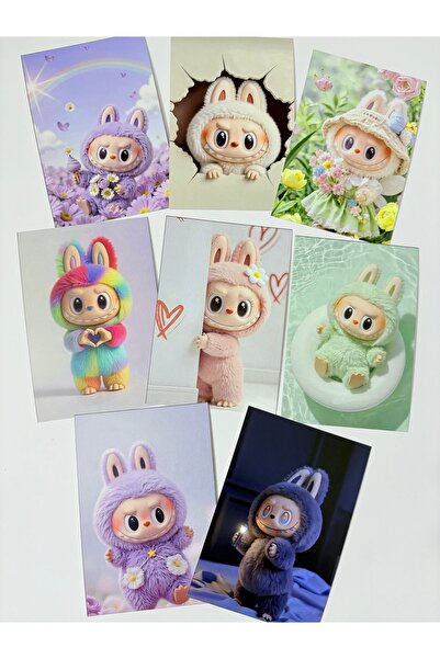Pankart Evi Labubu Themed 8-Piece Board Decoration Photo Card Set