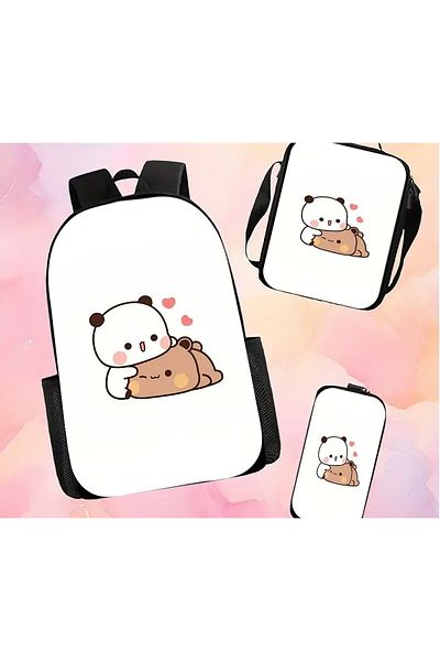 ada çanta kırtasiye Set of 3 Children's Backpacks with Dudu and Bubu Figures (Backpack / Lunch Box / Pen Holder) Ad59882