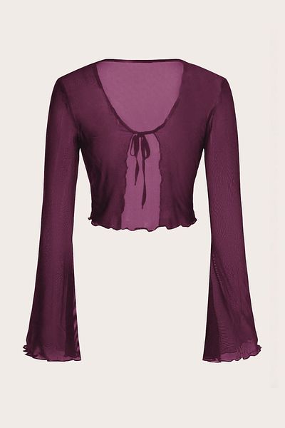 Edela Spanish Sleeve Front Tie Tulle Blouse 8050