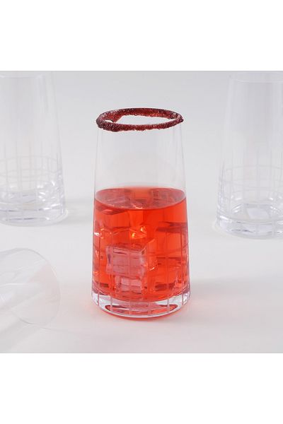 LA MESA طقم أكواب طويلة مكون من 4 قطع، شفاف مع خط قطع 8*8*15 سم