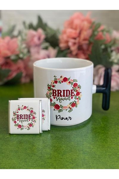 Hepsi Enteresan "Bride Squad" Bridesmaid Cup with Chocolate, Wedding, Henna Gift