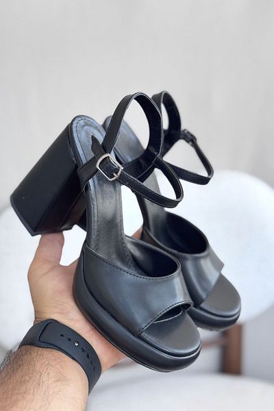 MODAADAM Pantofi cu toc Andre Platform pentru damă - piele neagră