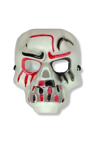 PRATİKOBA Colorful Skull Mask with Horror Gears on White 30x22 Cm