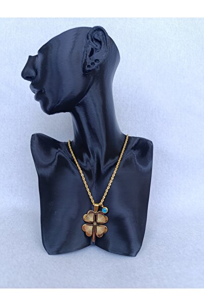 Ahsen Jewellery Nazar Boncuklu Çelik Yonca Kolye