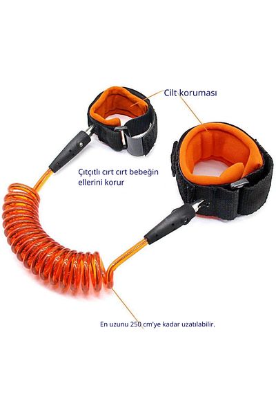 Generic Child Safety Bracelet, Adjustable Anti-Lost Handcuff, Flexible Cord with Steel Wire, 2.5 Meters