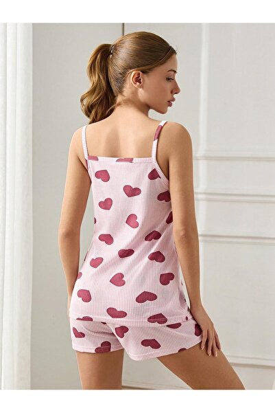 FORVENS Women's Lace Detailed Shorts Pajama Set