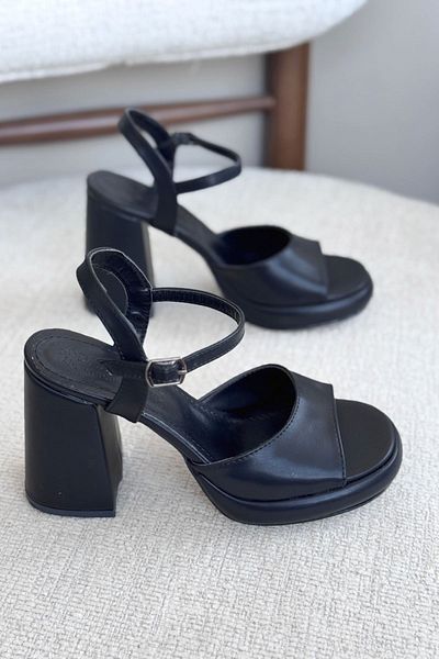 MODAADAM Pantofi cu toc Andre Platform pentru damă - piele neagră