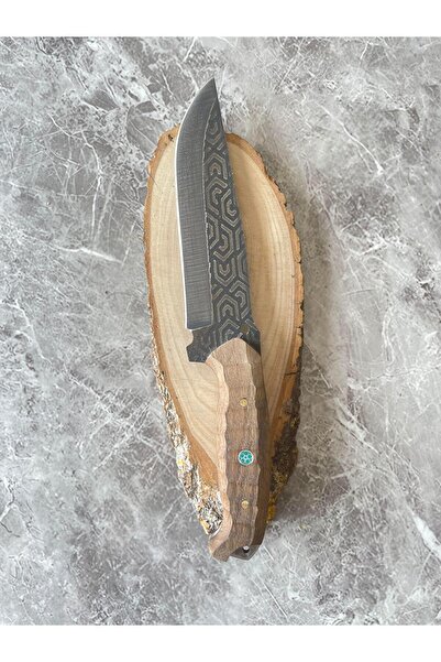 empressnaturalstone Damascus Desenli Kamp ve Av Bıçağı – Dramer Ceviz Kabze, ...