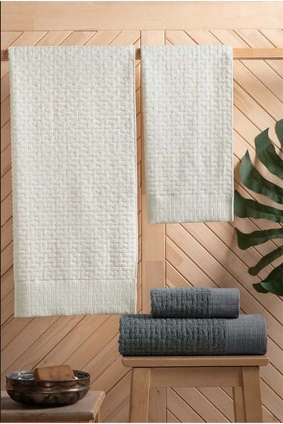 Altınbaşak Bathroom Set Anthracite Cream