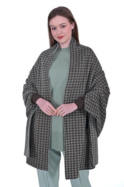 Invee Пелерина с пернат жилет в цвят каки