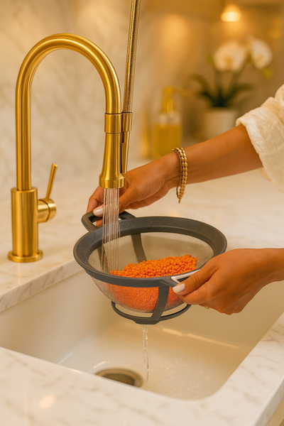 Genel Markalar 22 Cm Çift Kulplu Makarna Prinç Süzgeci Ayaklı Süzgeç - Bpa Free