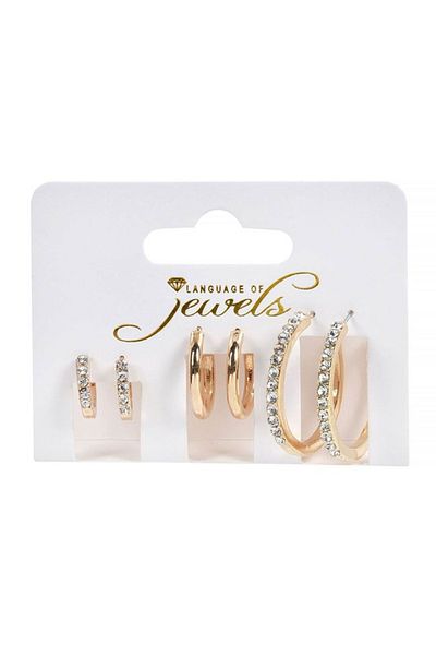 OEM Set of 3 pairs of Women's Earrings, Gold