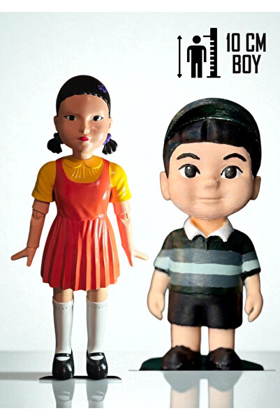 GiginGo Squid Game 3 Kız ve Erkek Çocuk Figürleri – Squid Game İp Atlama Oyunundaki Çocuklar - 2 ADET - 10cm