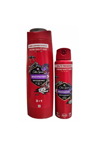 Old Spice Gel de dus si sampon Old Spice Night Panther, 400 ml + Deodorant spray Old Spice Night Panther, 150