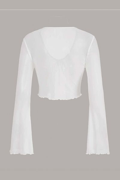 Edela Batwing Sleeve Tie Front Tulle Blouse 8050