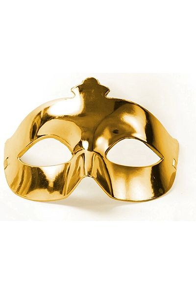 PRATİKOBA Gold Color Costume Party Extra Shiny Prom Mask 15x10 Cm