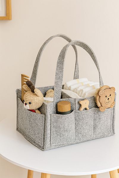 YUNUSOĞLU HOME Mother Baby Felt Care Bag Organizer Organizer Multi-Purpose for Newborn
